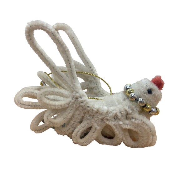 Seasons of Cannon Falls  Ornament Chenille White Dove Christmas Red 5 in - Picture 1 of 6